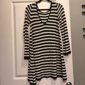 Black and White Striped Sweater Dress